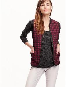 Women's Quilted Zip Vest - Red Check